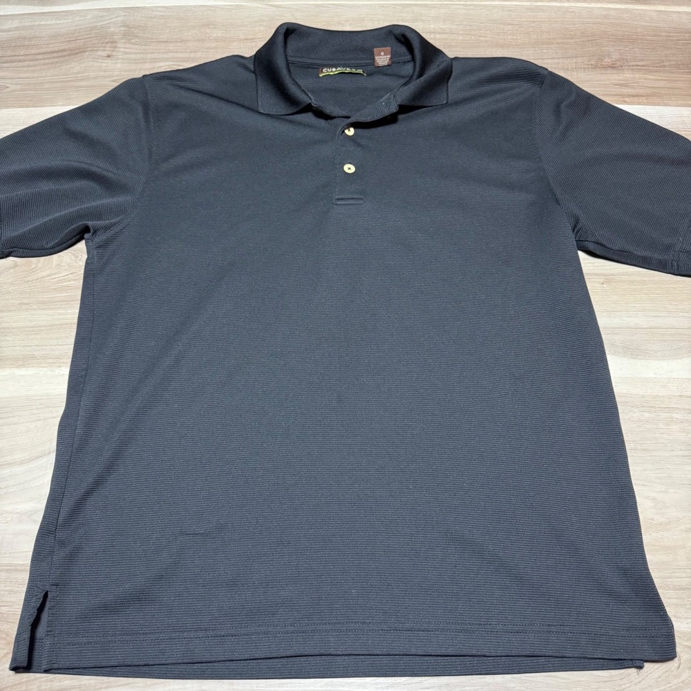 Cubavera Polo Shirt Mens Large Black Short Sleeve Ribbed Casual Golf Top L
